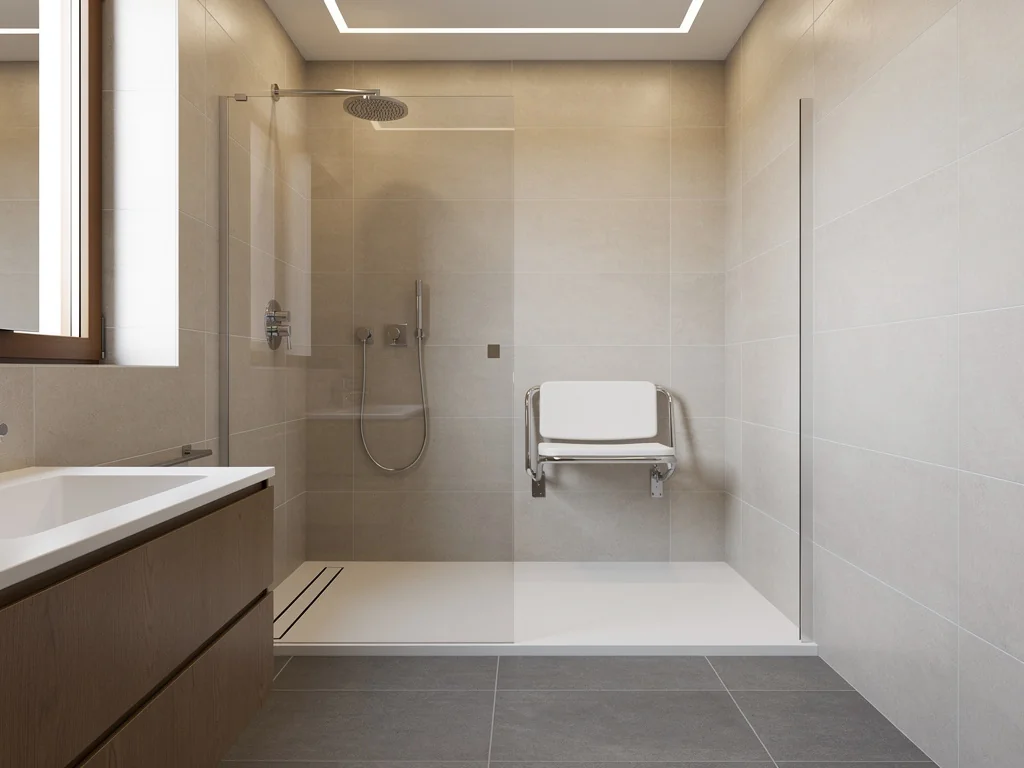 Ancienne baignoire remplacée par une douche PMR de plain-pied en une journée
